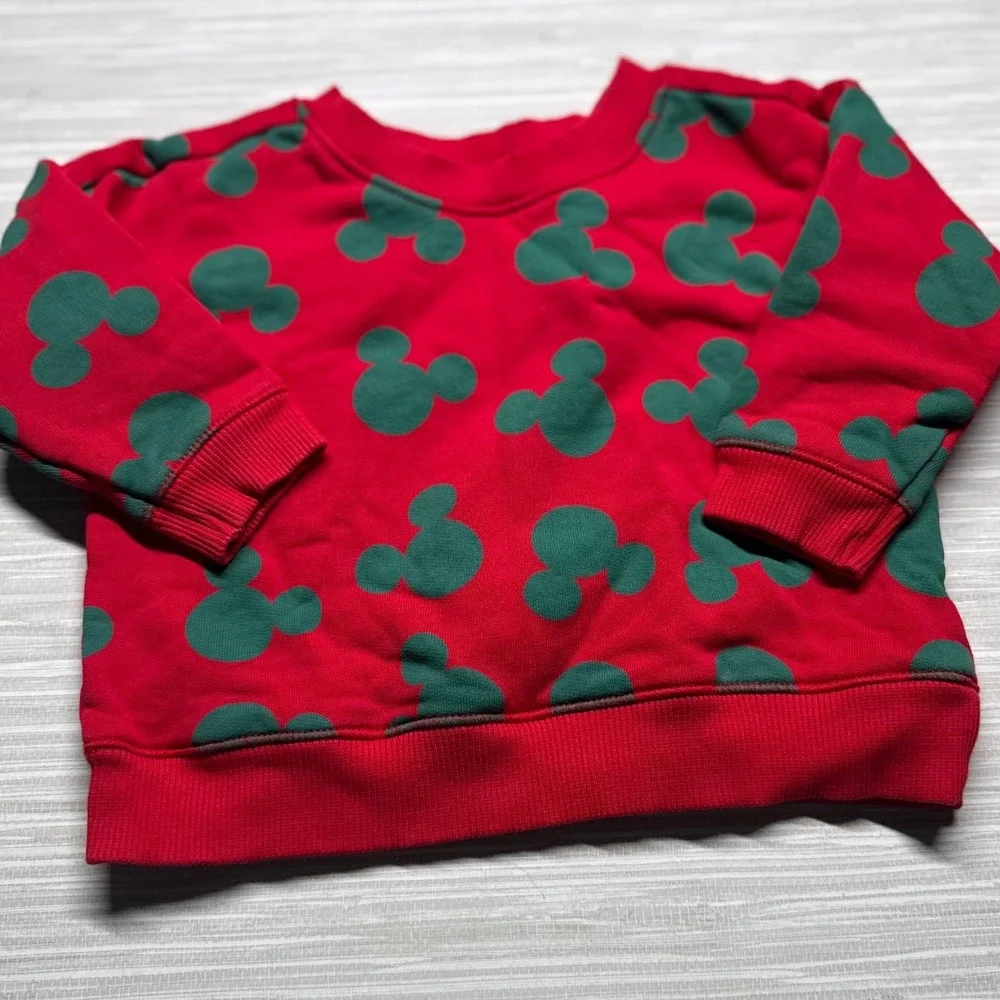 Monica + Andy Disney Mickey Mouse Sweatshirt Joggers Set 9-12M Red Green Fleece